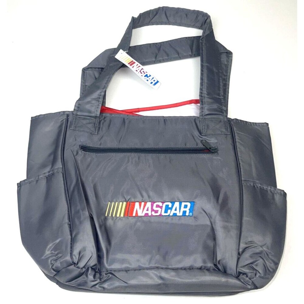 NASCAR Gray Diaper Bag With Changing Pad Zippered Pouch Magnetic Closure NEW NWT